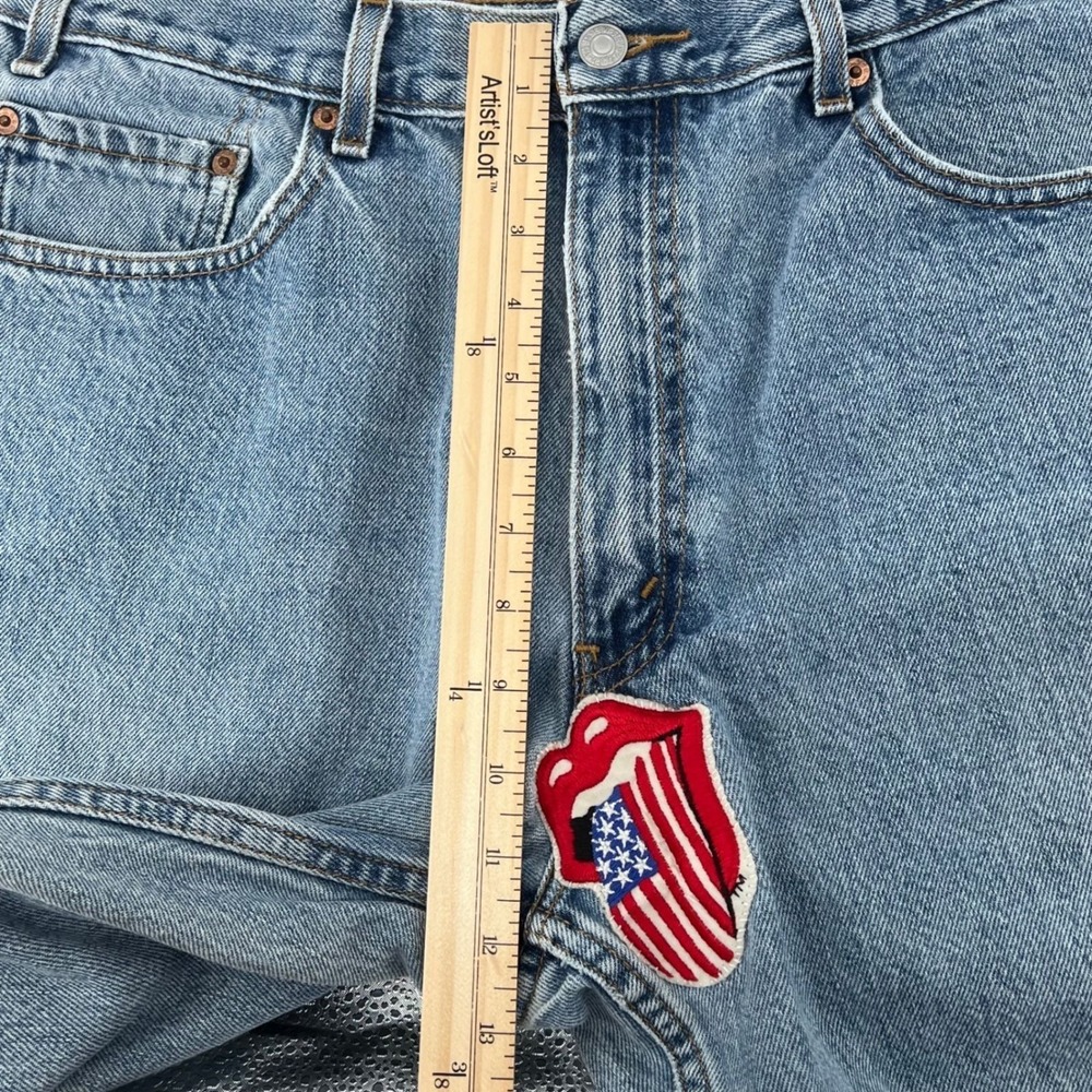 Vintage Levis 550 Relaxed Fit Tapered Leg Jeans Blue Rolling Stones Patch Mens